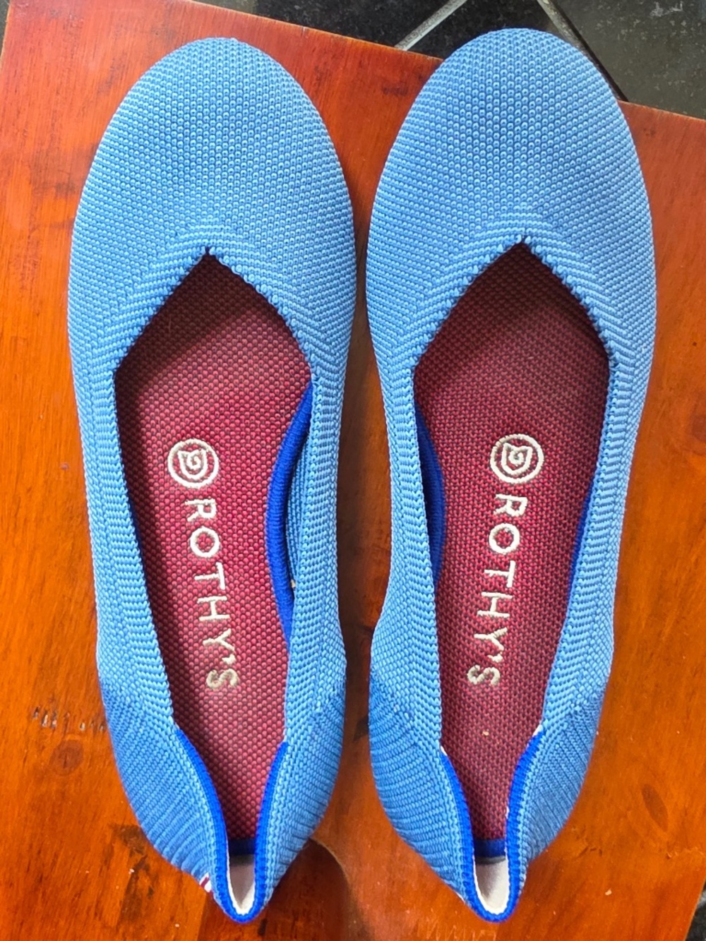 Rothy's The Flat Knit Ballet Flats Indigo Mini Stripe Retired Style